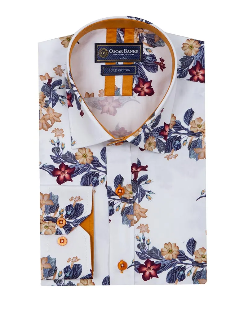 Floral Print Men's Shirt with Matching Handkerchief