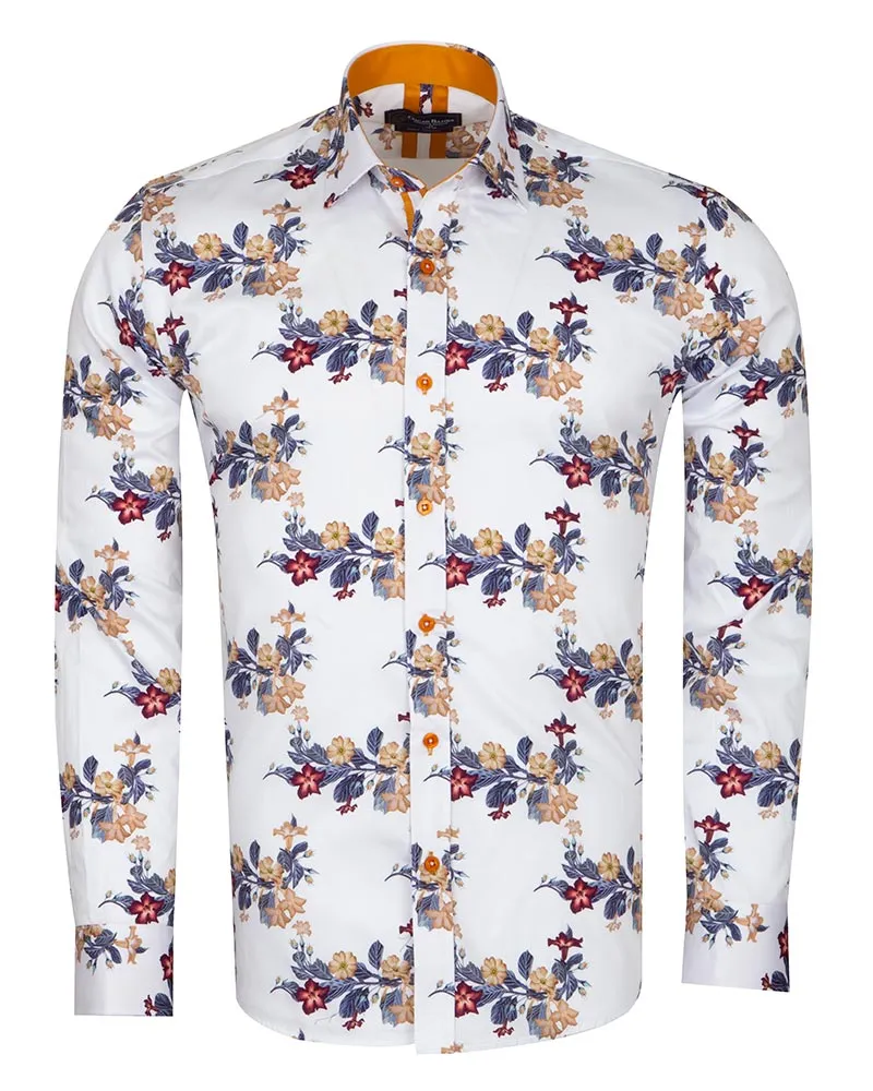 Floral Print Men's Shirt with Matching Handkerchief