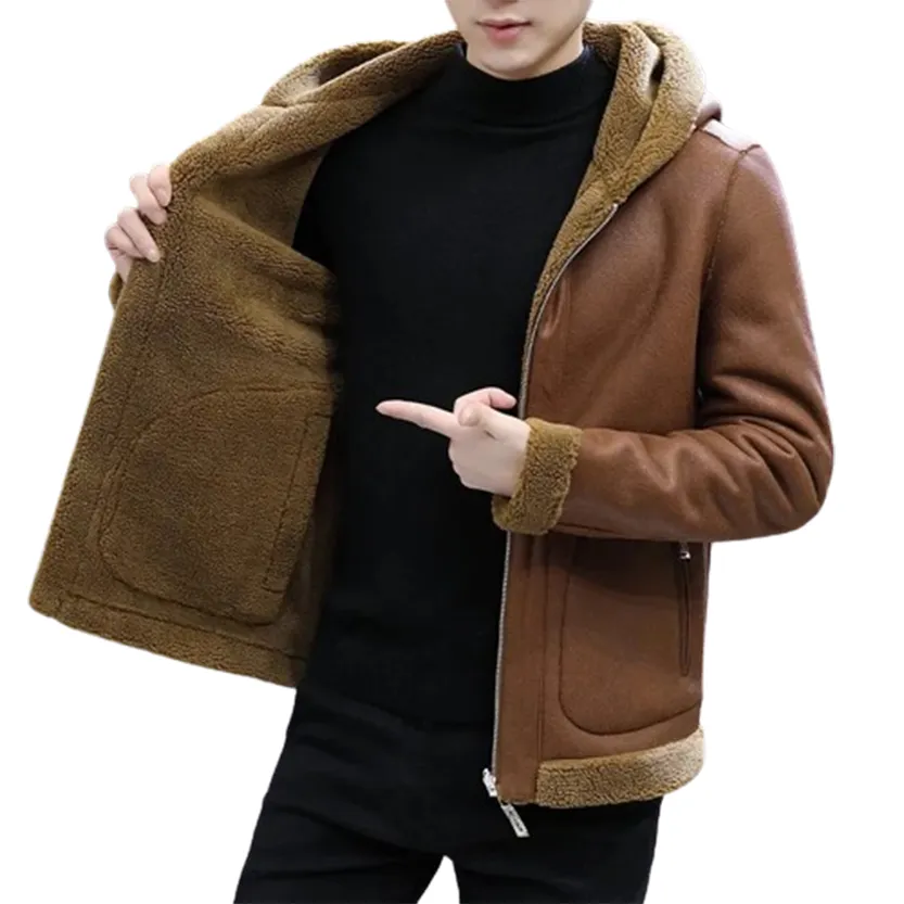 Funki Buys | Jackets | Men's Hooded Winter Faux Leather Jacket