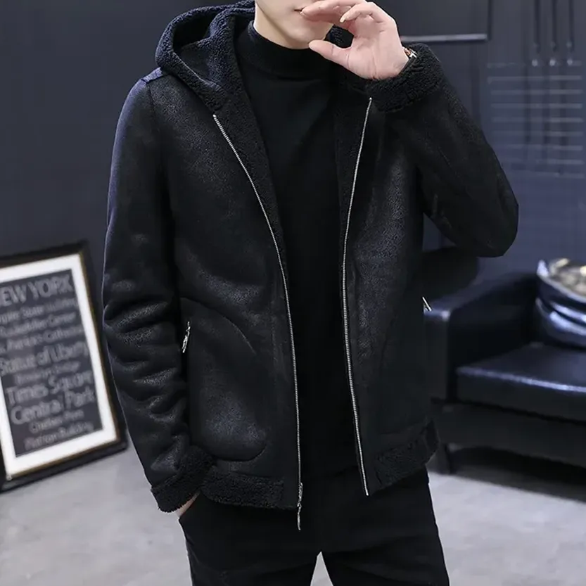 Funki Buys | Jackets | Men's Hooded Winter Faux Leather Jacket