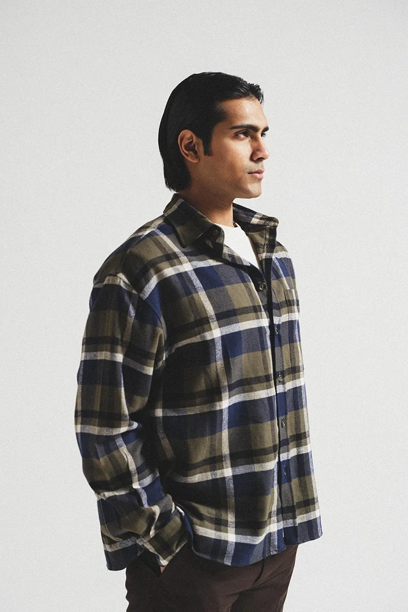 GREEN WOOL FLANNEL SHIRT