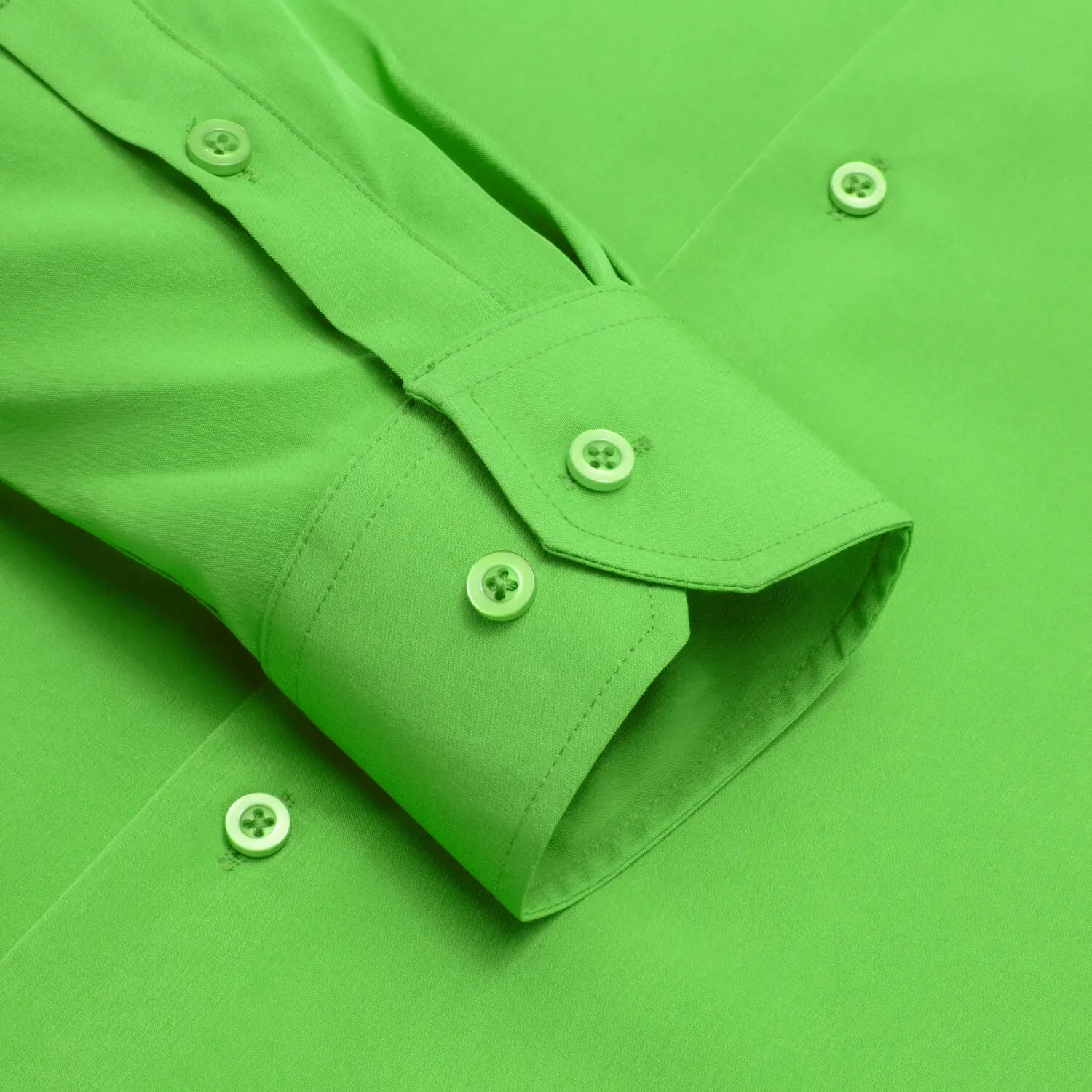 Hi-Tie Long Sleeve Shirt Green Solid Casual Men's Dress Shirt Top Wear