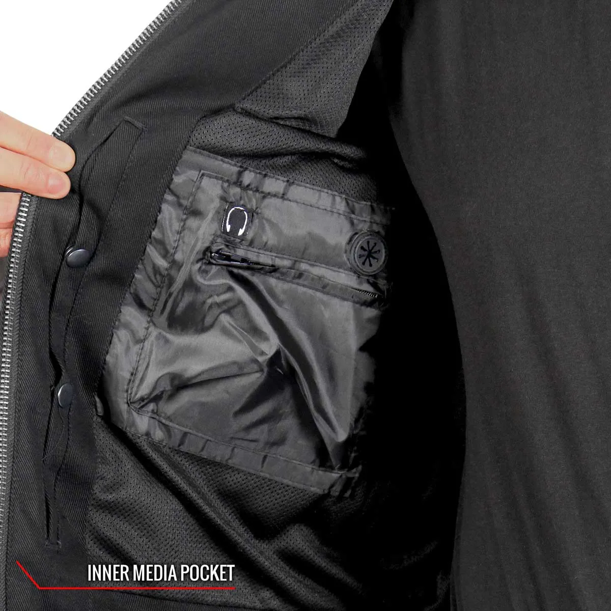 Hot Leathers JKM6001 Men's Black Denim Armored Shirt Jacket