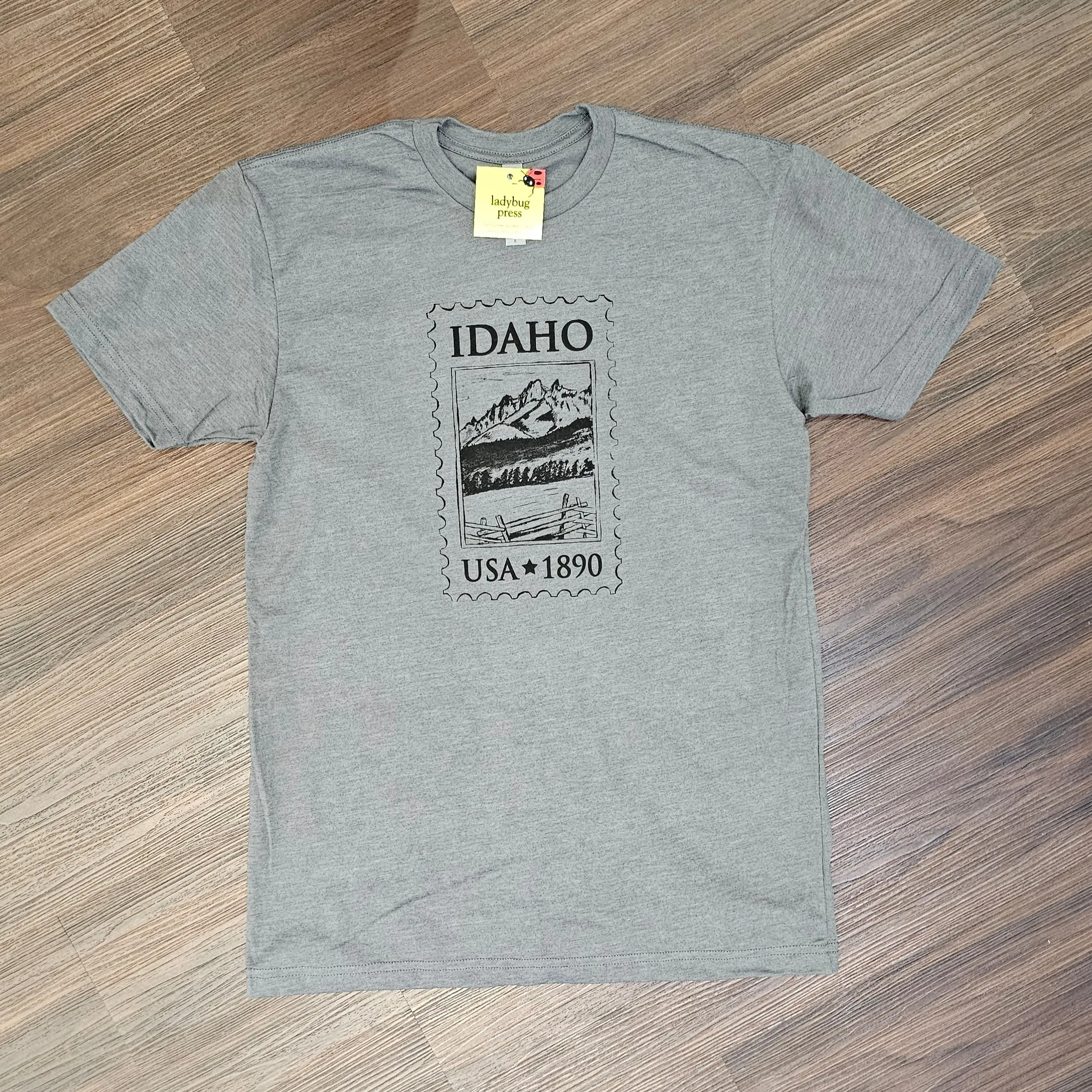 Idaho Stamp T-shirt, Adult Sizes, Eco Friendly Waterbased Inks