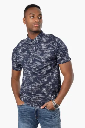 Jay Y. Ko Patterned Button Up Polo Shirt - Navy