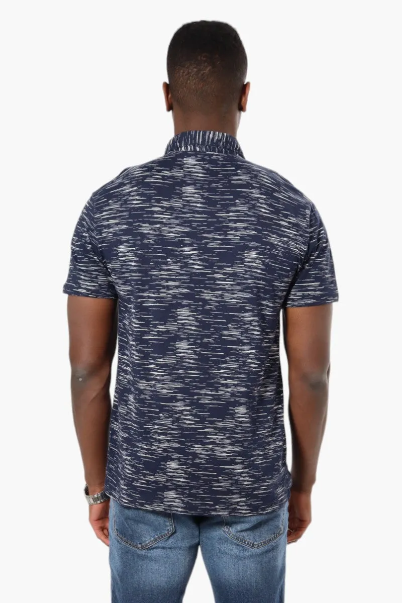 Jay Y. Ko Patterned Button Up Polo Shirt - Navy