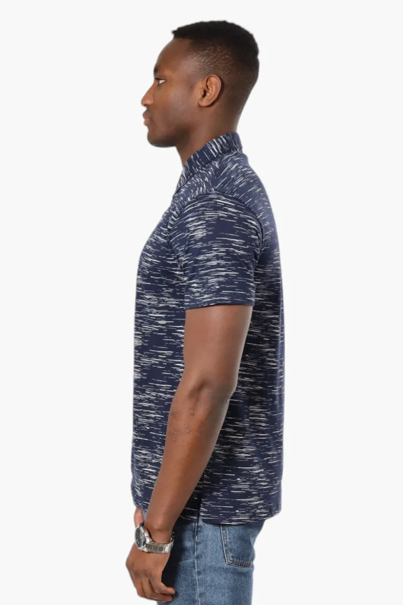 Jay Y. Ko Patterned Button Up Polo Shirt - Navy