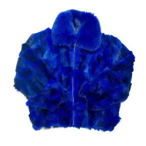 Kashani Men's Royal Blue Fox Fox Bomber  Coat