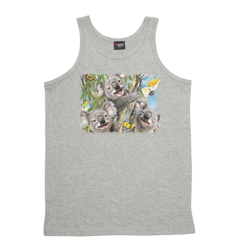 Koala Selfie Mens Singlet (Marle Grey)