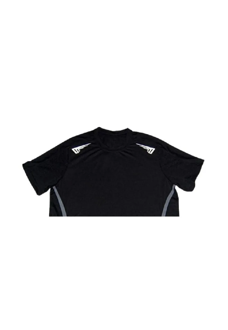 Landmark Short Sleeves Tshirt Round Neck Dri-fit With Reflective Print On Shoulders And Sides- Black