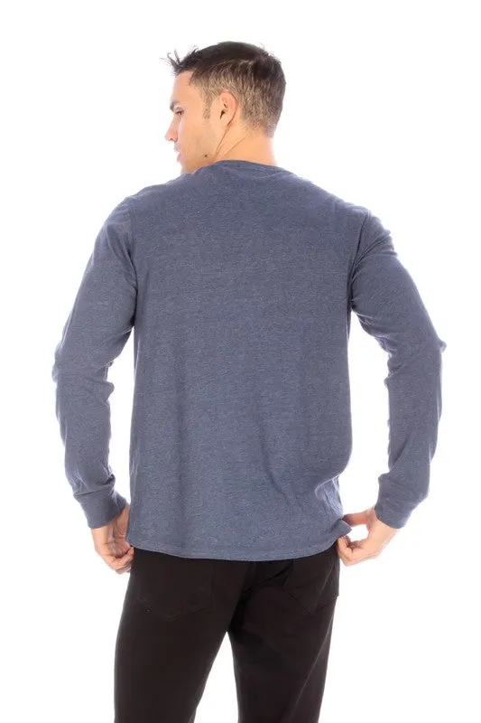 LONG SLEEVE HENLEY BLUE