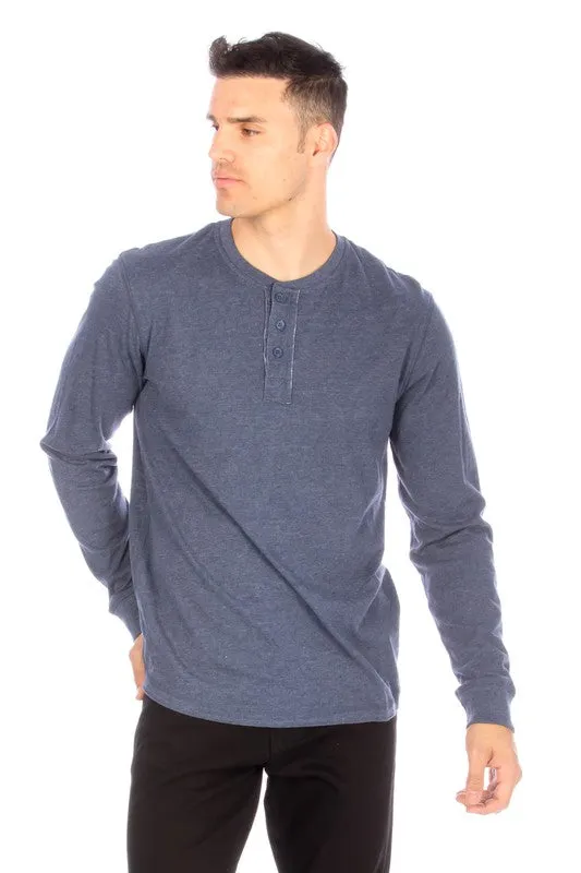 LONG SLEEVE HENLEY BLUE