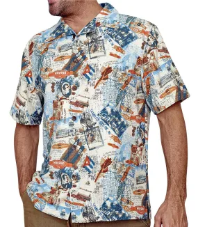 Margaritaville Havana Cigar Inspired Short Sleeve, Tropical Men's Silk Shirt