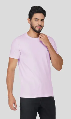 Mebadass Cotton Mens Basic Solid Halfsleeves T-shirts - Lavender