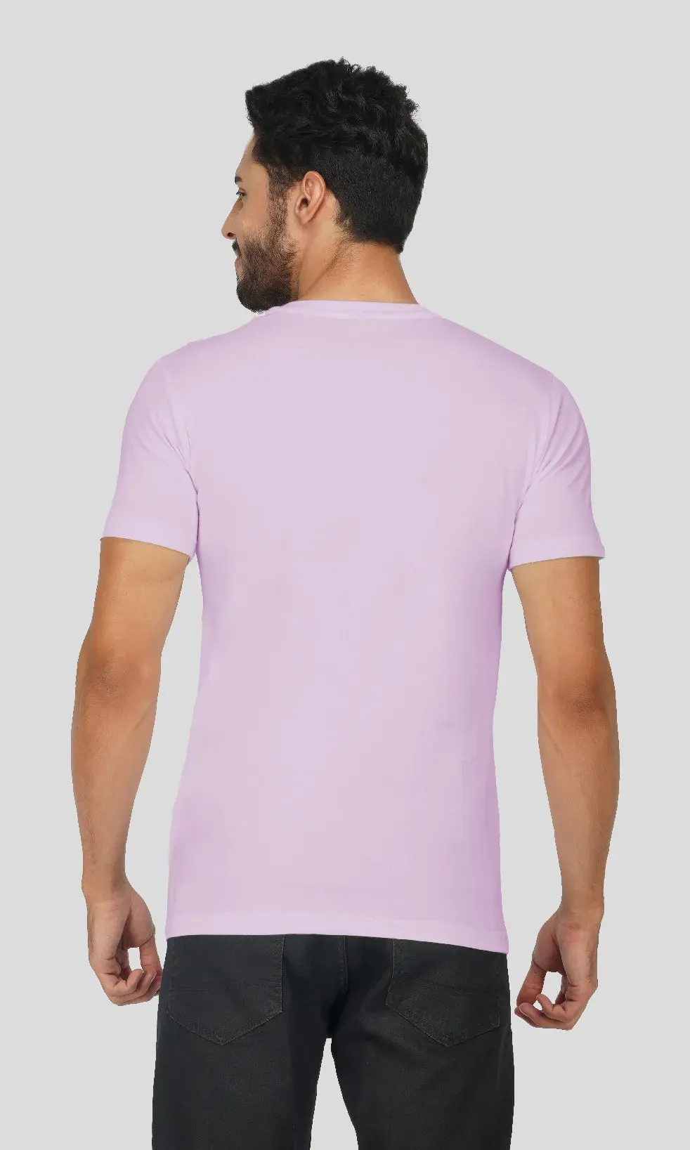 Mebadass Cotton Mens Basic Solid Halfsleeves T-shirts - Lavender