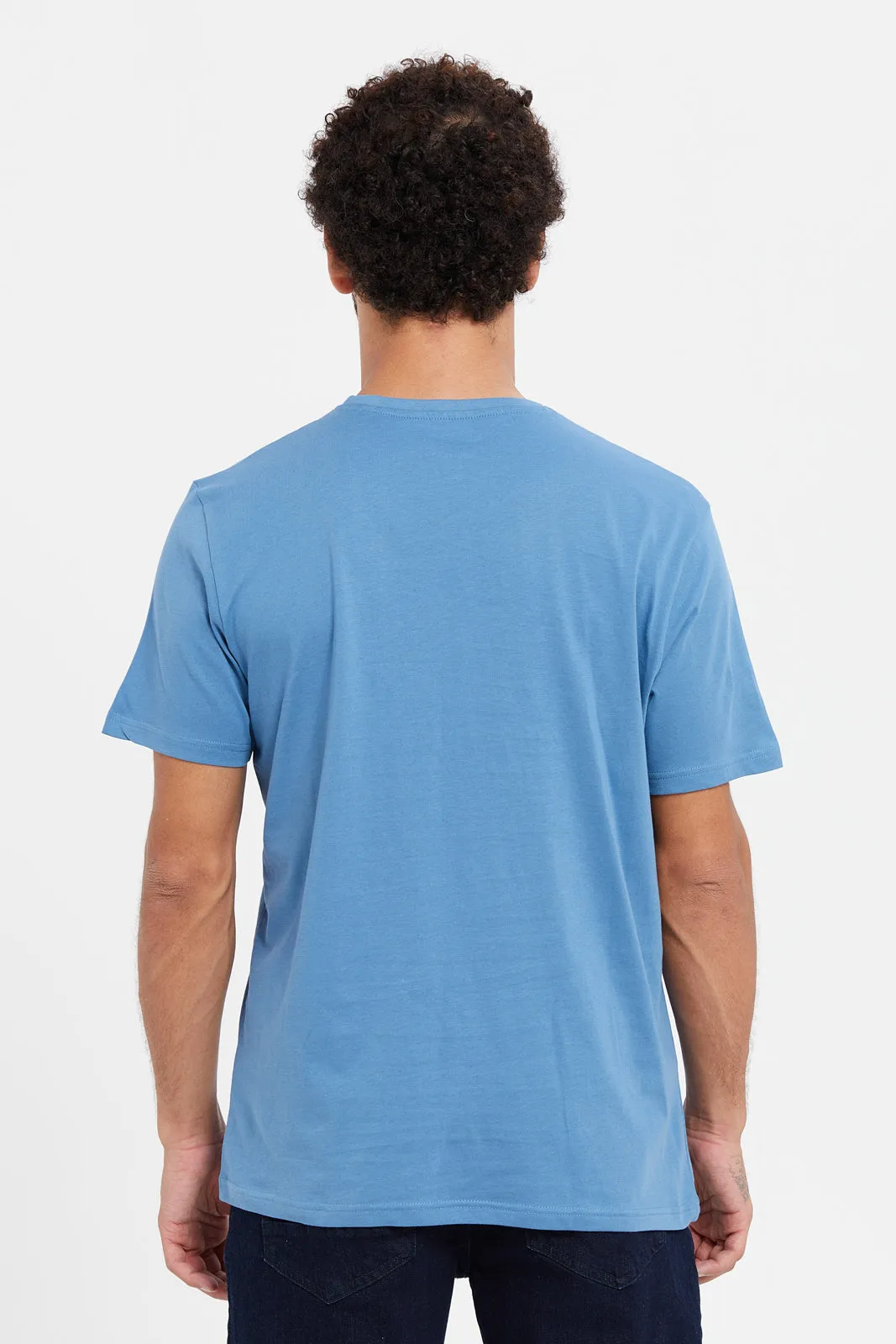 Men Blue Round Neck T-Shirt