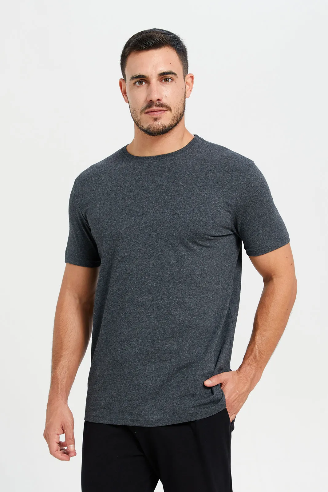 Men Charcoal Crew Neck T-Shirt