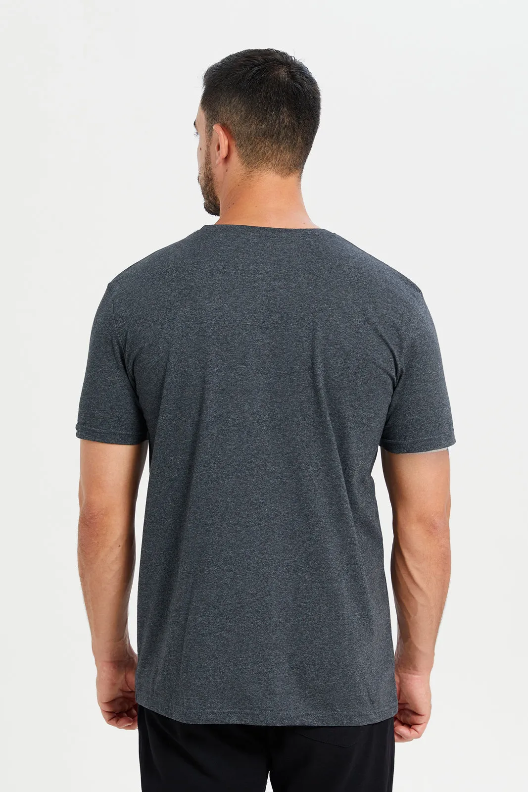 Men Charcoal Crew Neck T-Shirt