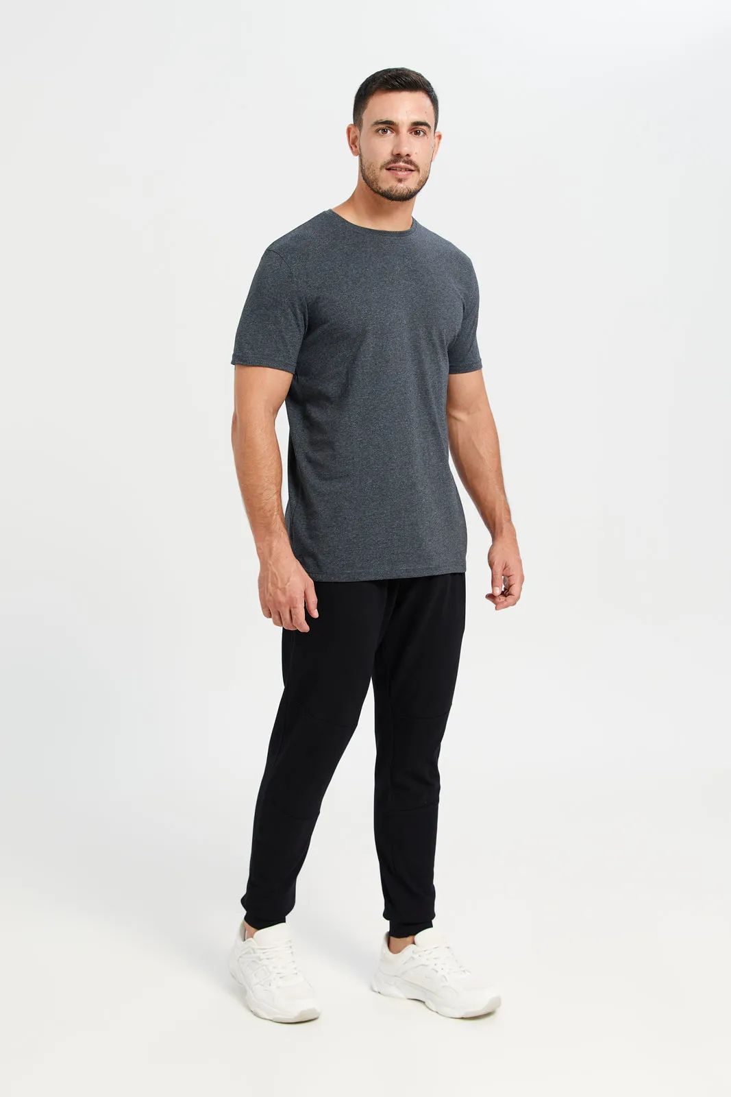 Men Charcoal Crew Neck T-Shirt