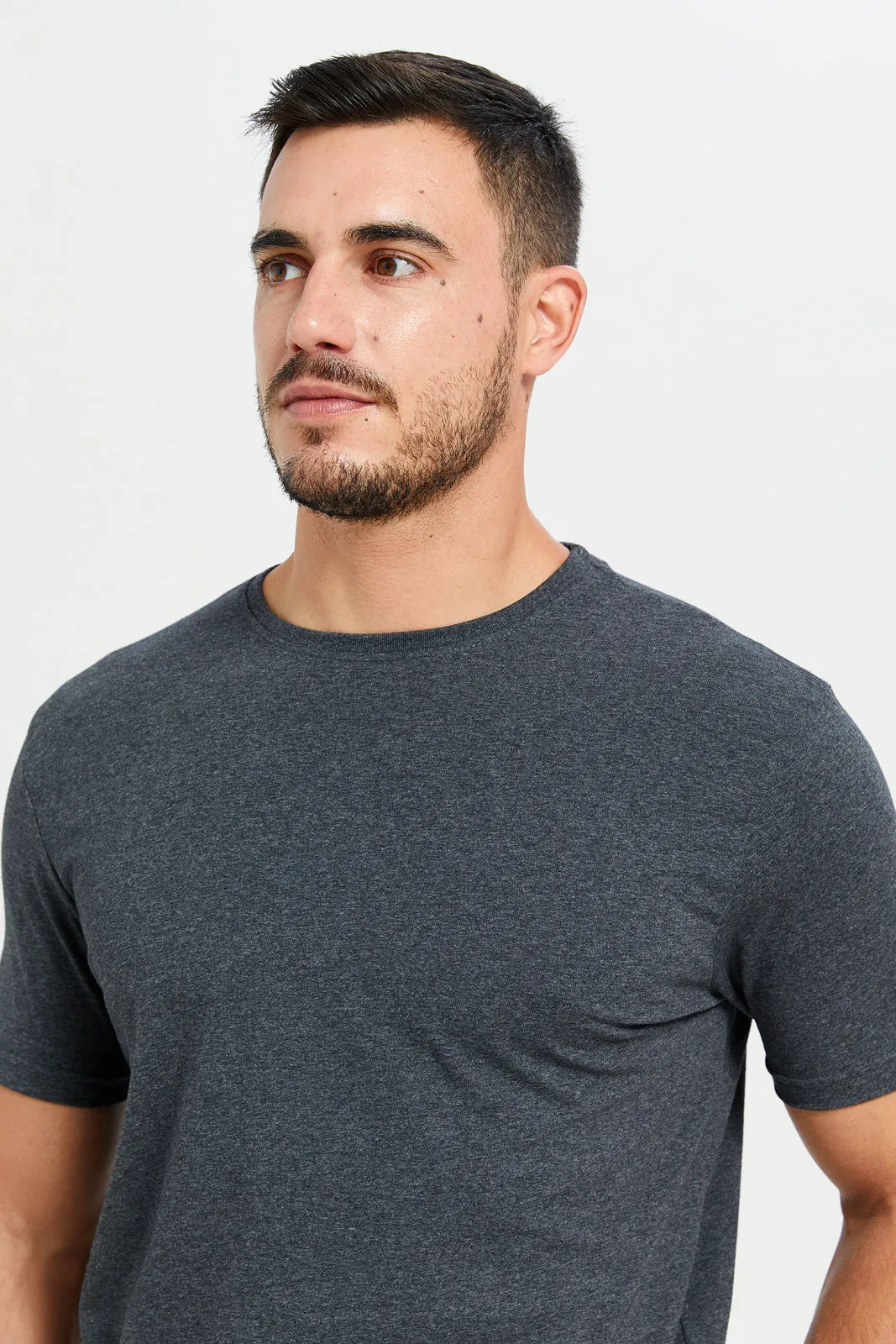 Men Charcoal Crew Neck T-Shirt