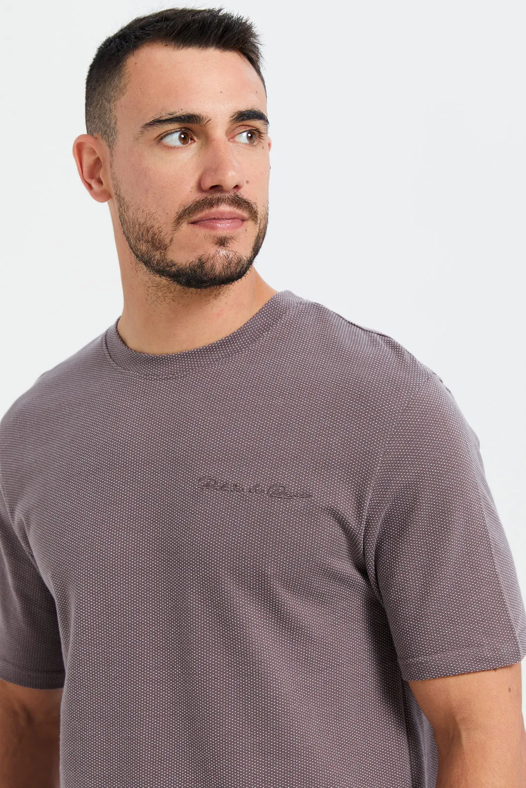 Men Lilac Jacquard Ringer T-Shirt