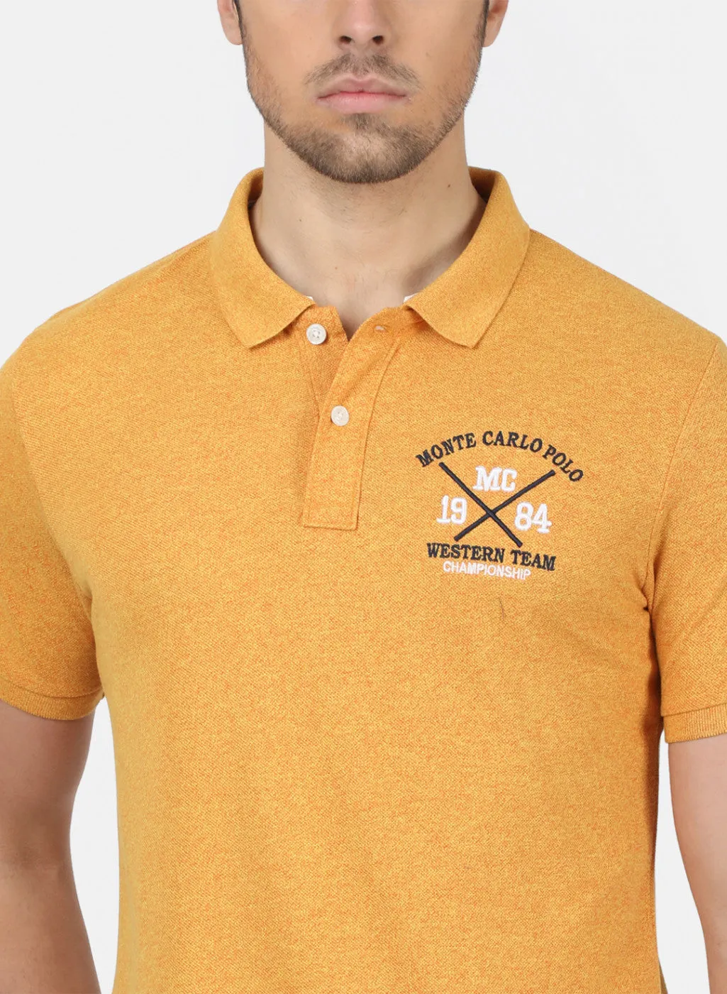 Men Mustard Plain T-Shirts