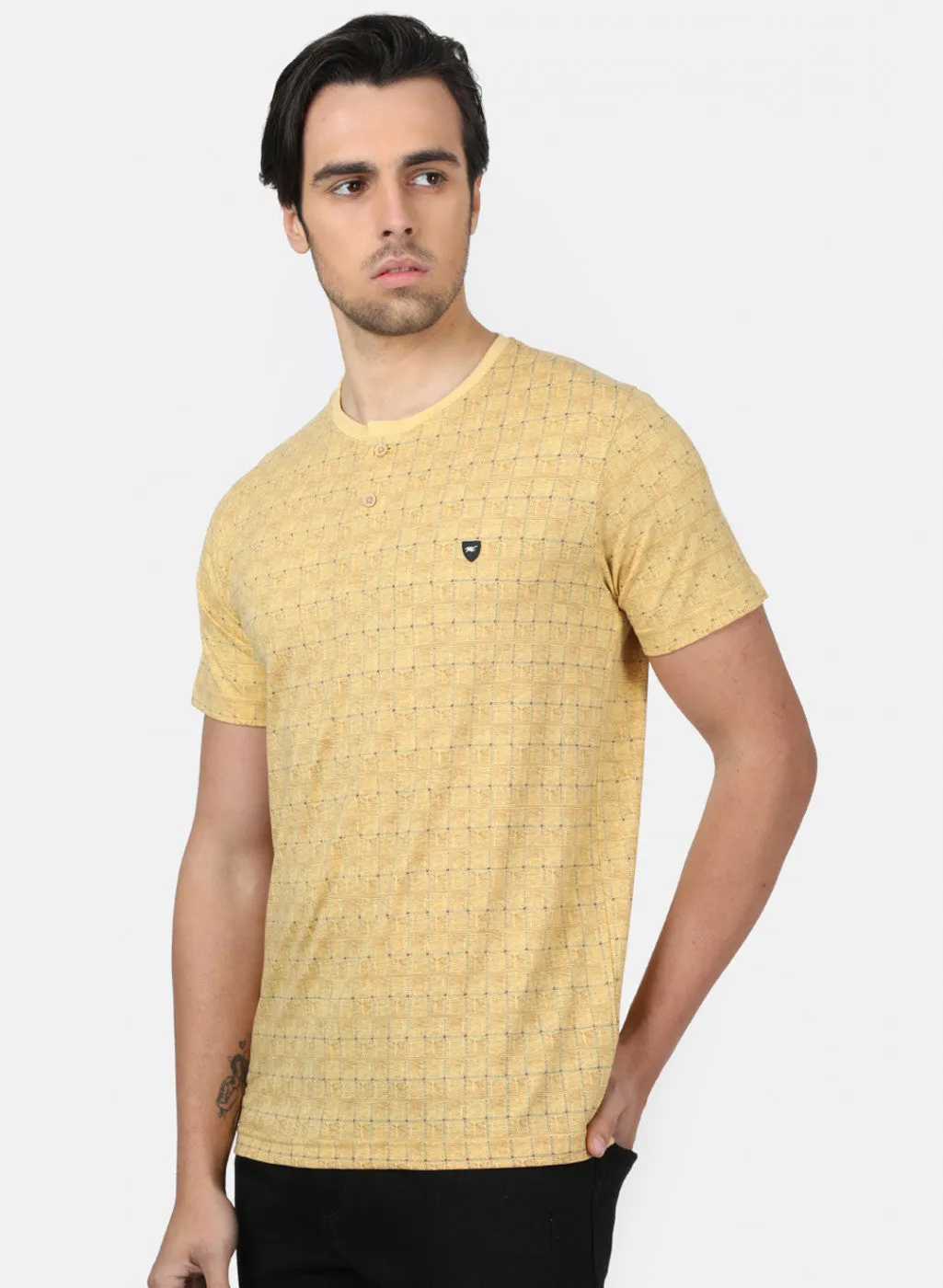 Men Mustard Printed T-Shirts