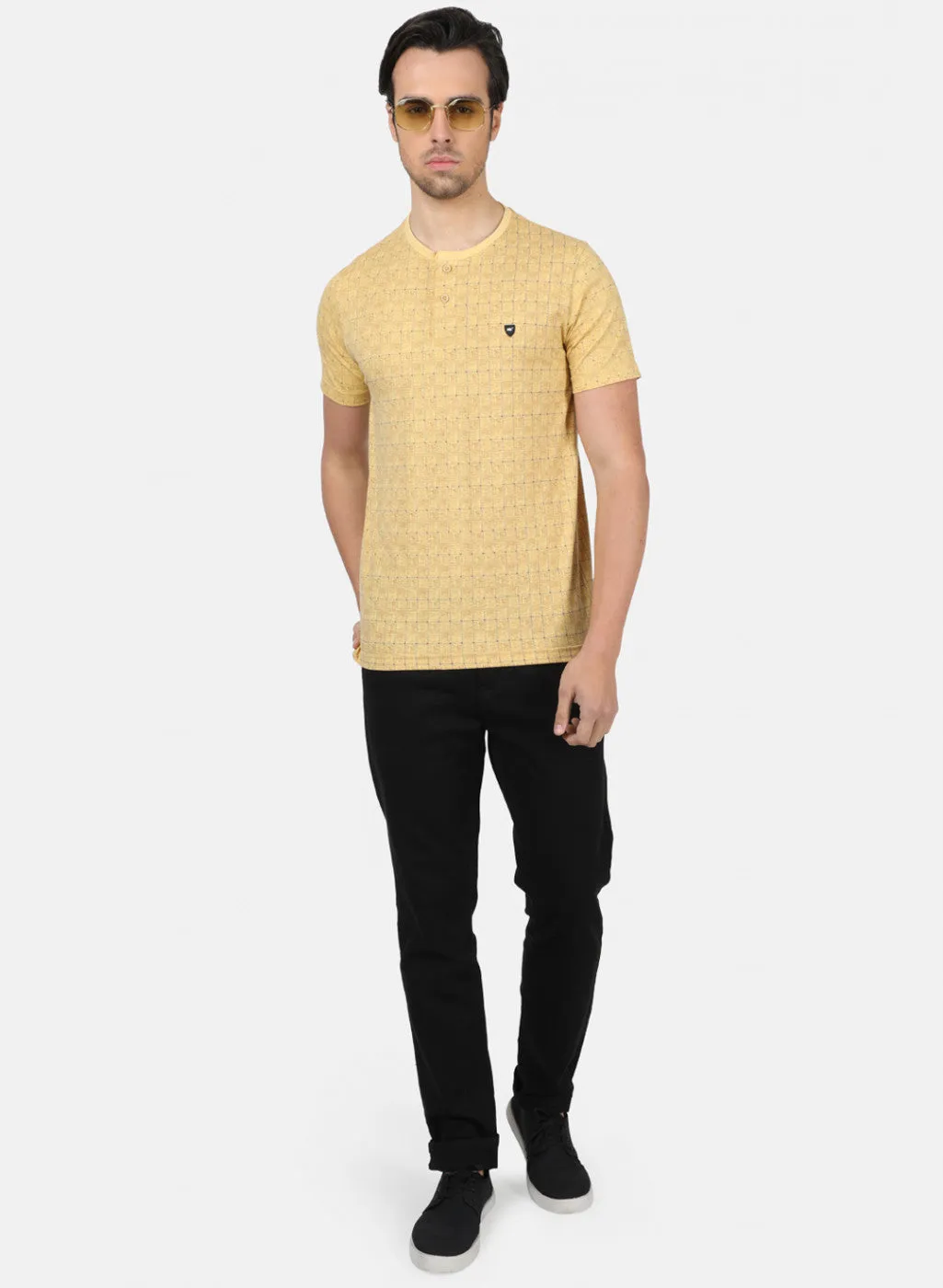 Men Mustard Printed T-Shirts