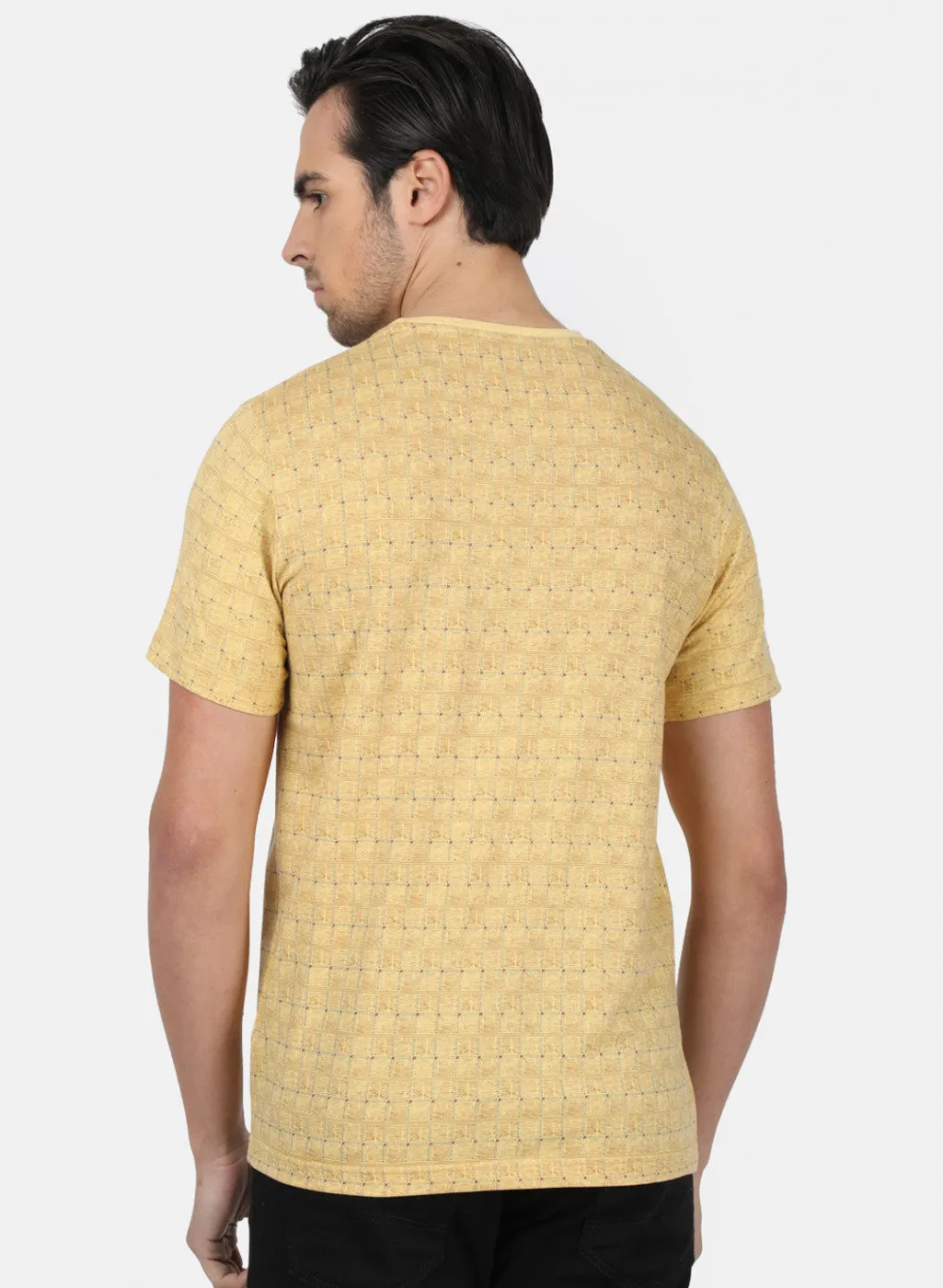 Men Mustard Printed T-Shirts