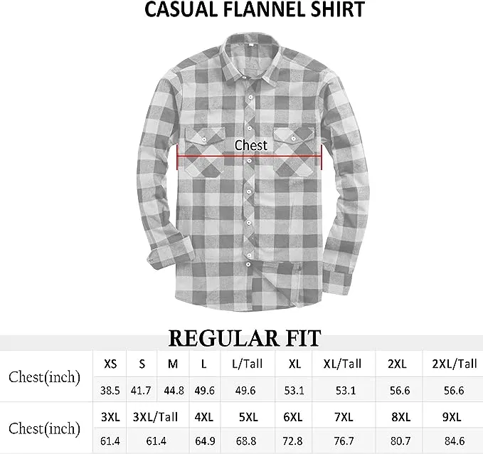 Men's Button Down Regular Fit Long Sleeve Plaid Flannel Casual Shirts Black/Green