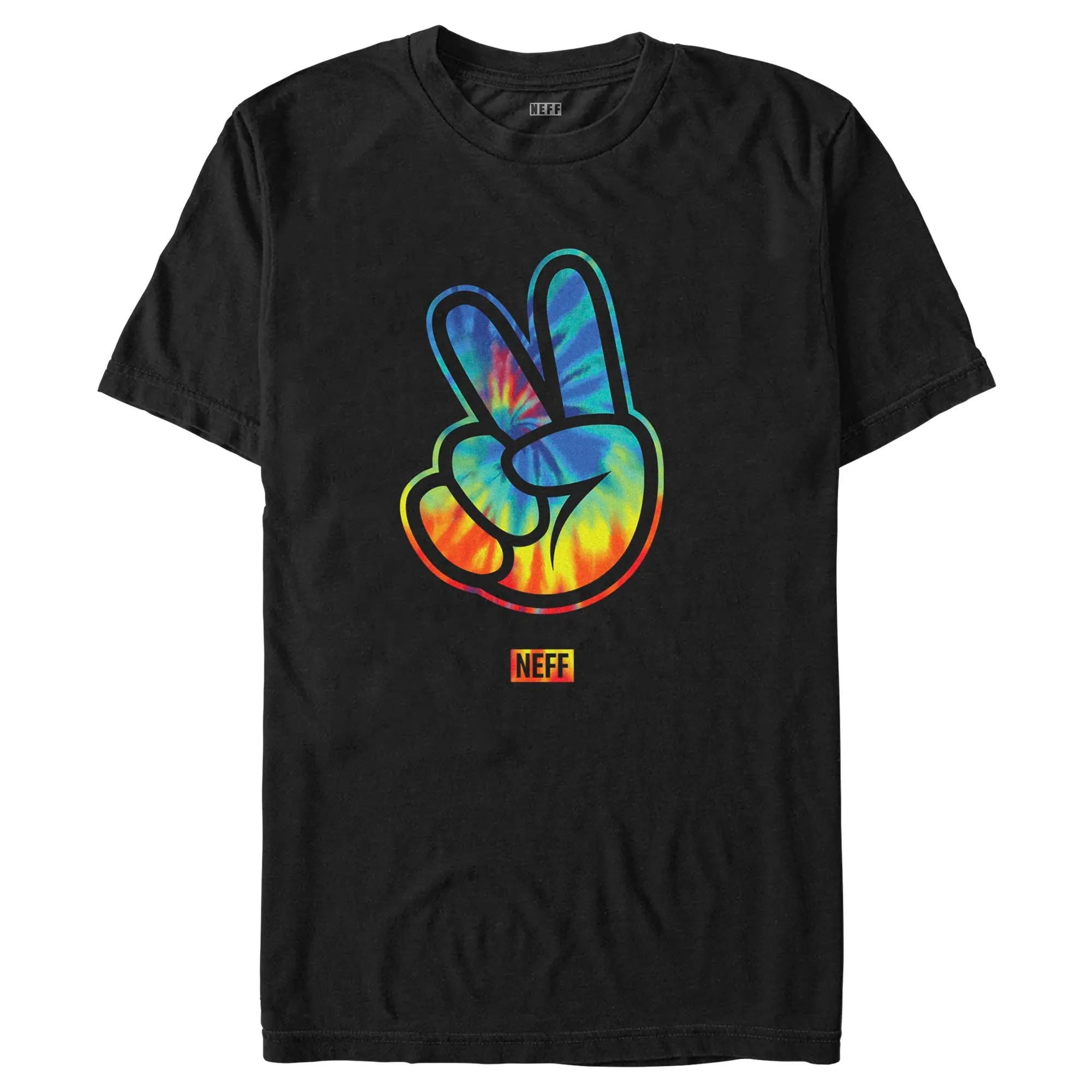 Men's NEFF Rainbow Tie-Dye Peace Fingers T-Shirt