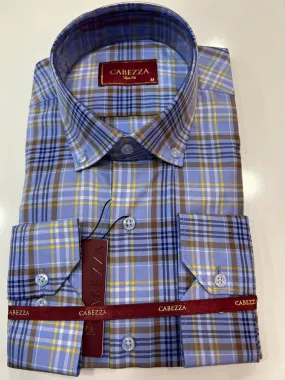 Men's Plaid Long Sleeves Shirt Light Blue | CAB01