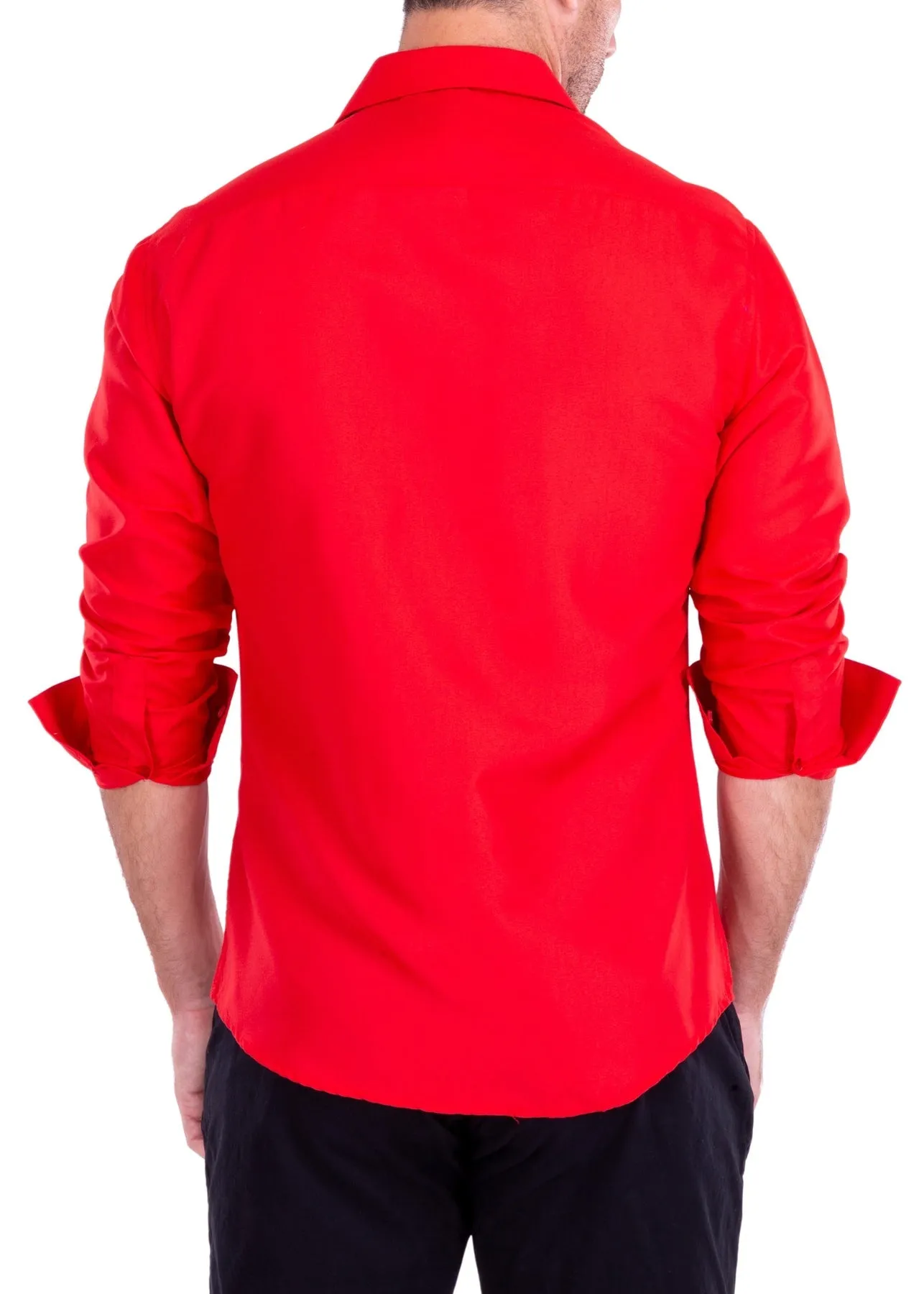 Men's Plain Formal/Casual Shirt Long Sleeves | 212350P Black, Navy, Red, Royal, Red, White