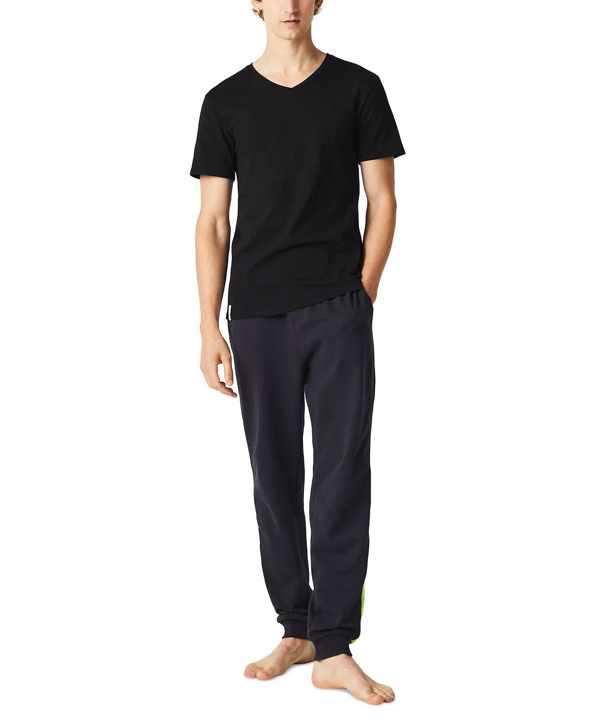 Men's slim fit v-neck lounge lingerie set, 3-piece Lacoste black