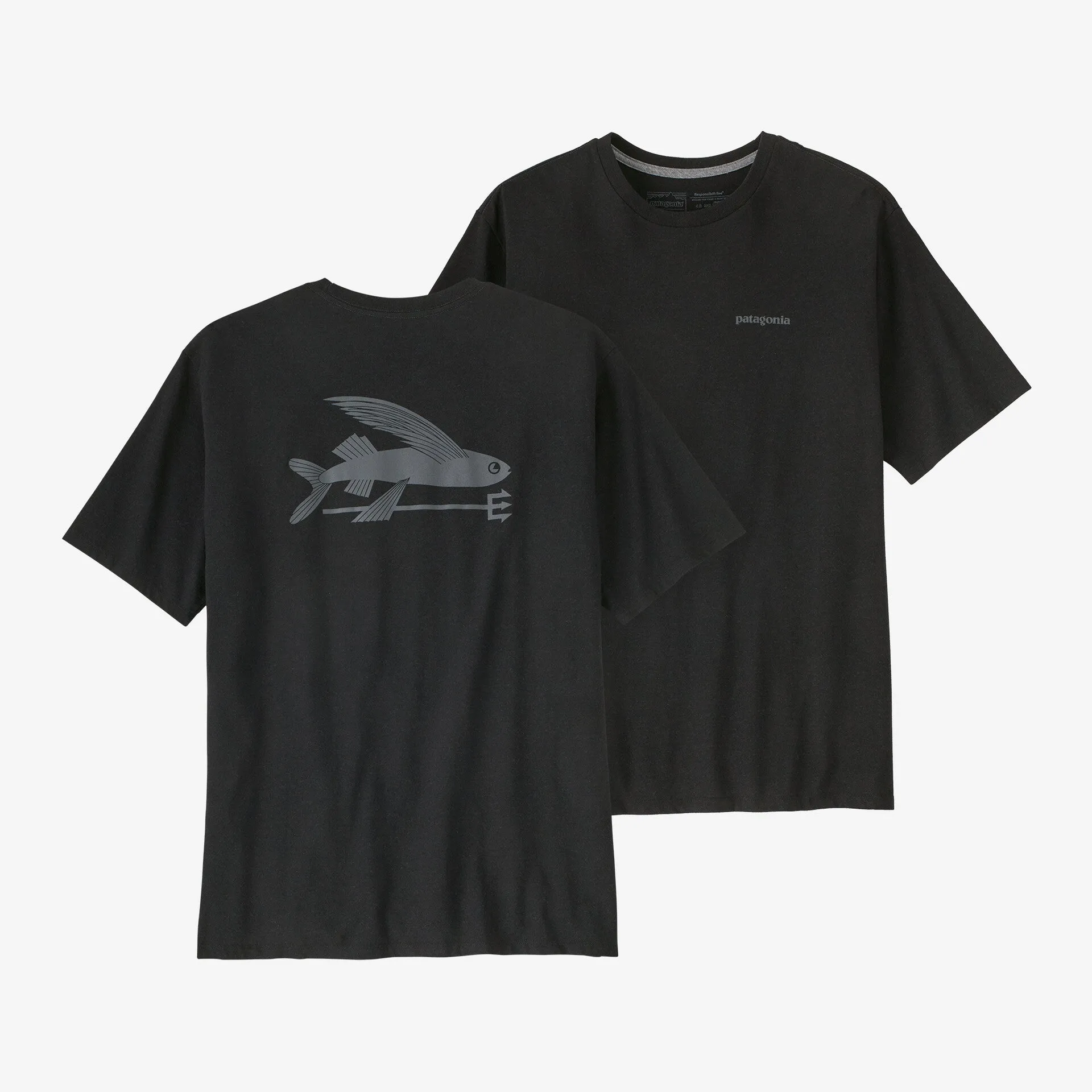 Men's T-shirt Responsibili Fly Fish Patagonia, black