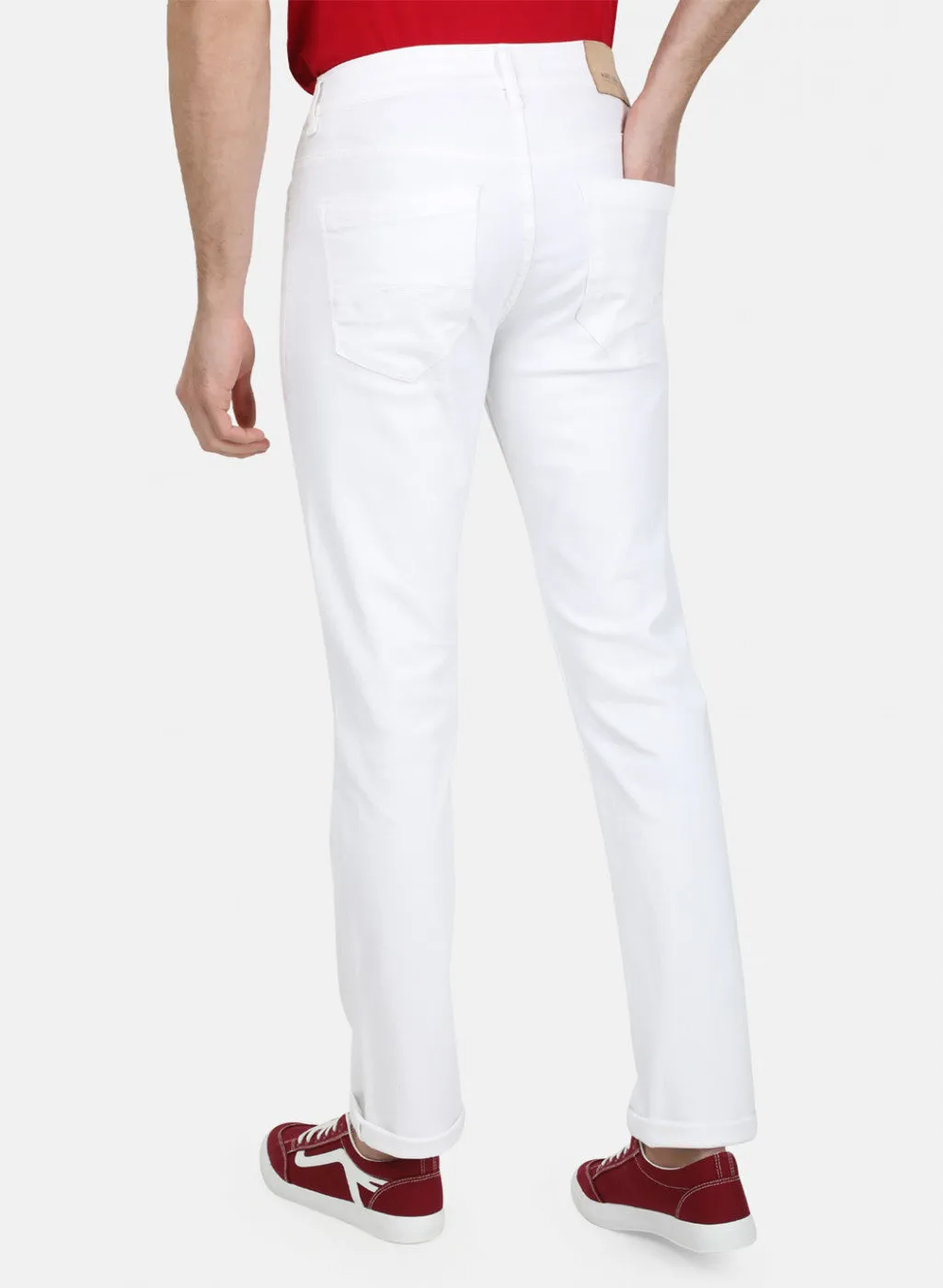 Mens White Narrow Denim