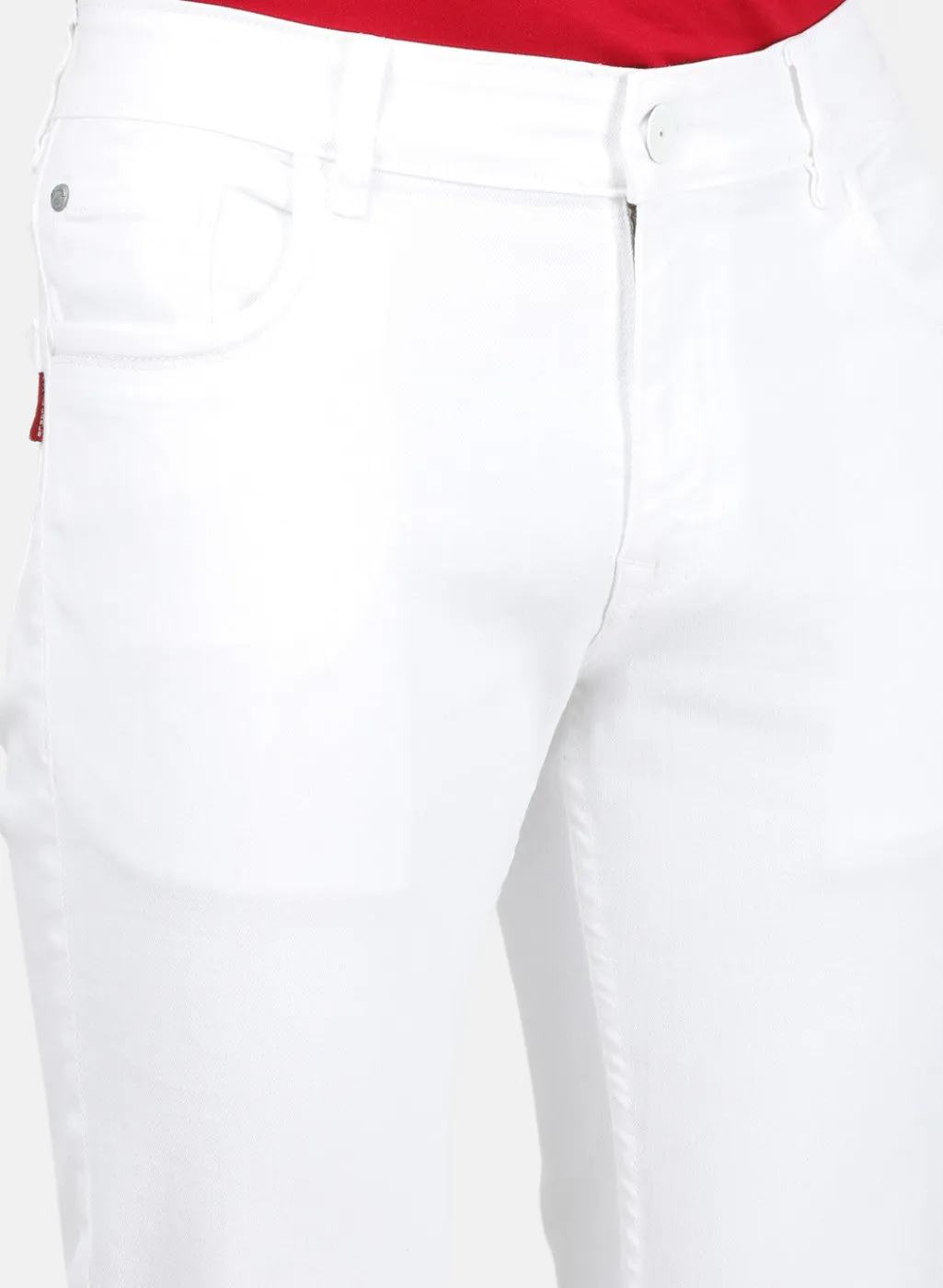 Mens White Narrow Denim