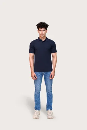 Navy Self Collar Polo