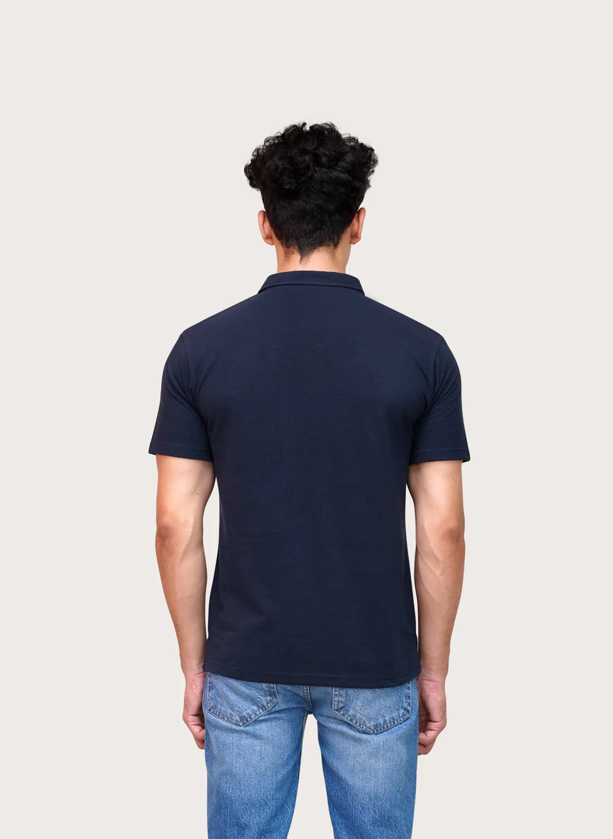 Navy Self Collar Polo