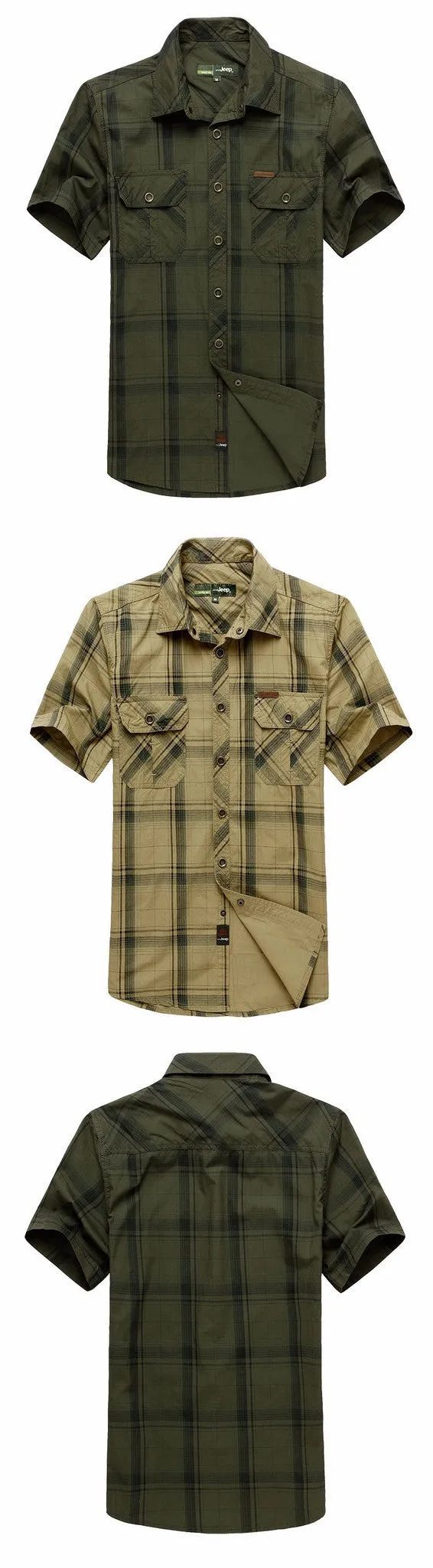 New Arrival Brand Short Sleeves Cotton Plaid Men Shirts Quick-drying Men's Army Shirt.