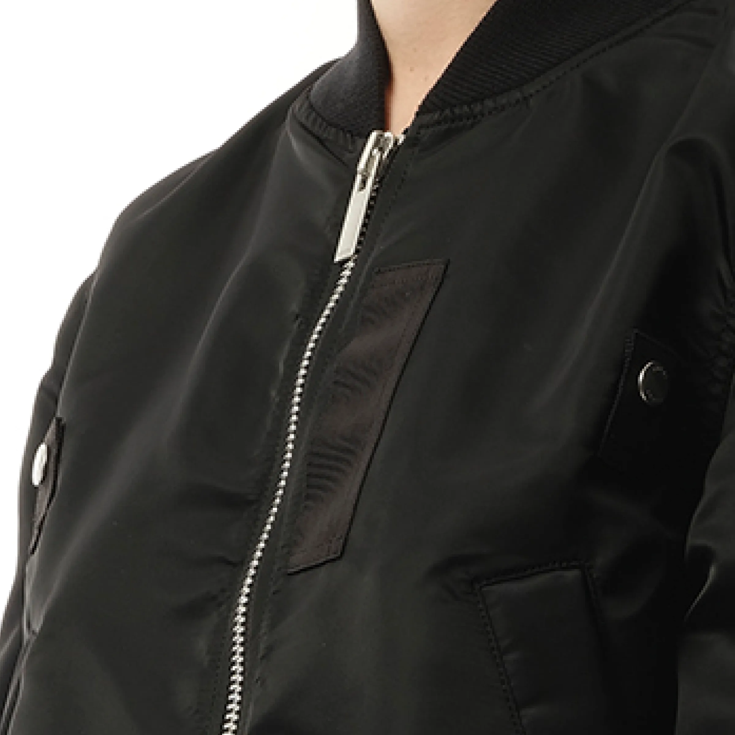 Nylon Twill Big Sleeve Blouson in Black