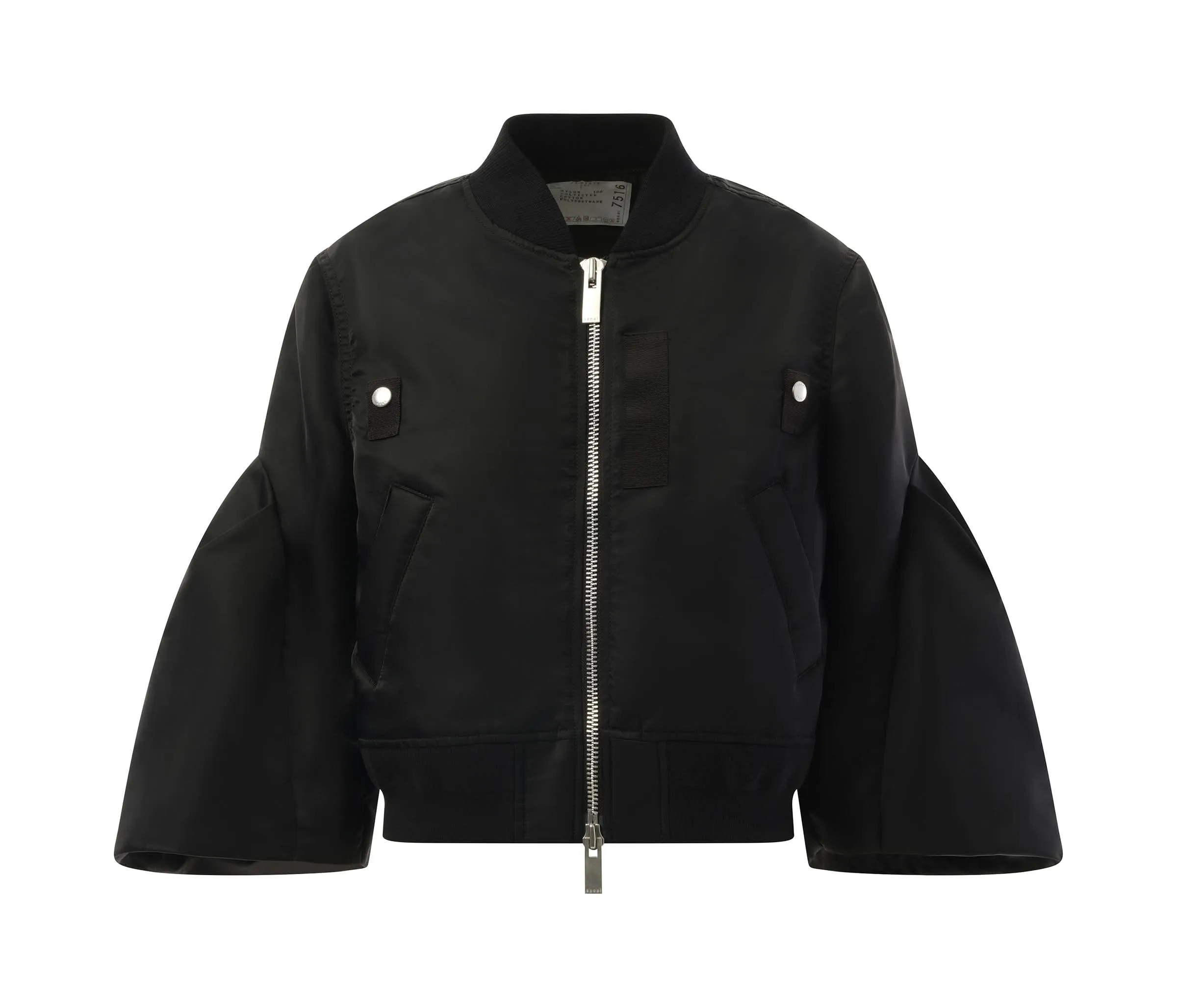 Nylon Twill Big Sleeve Blouson in Black