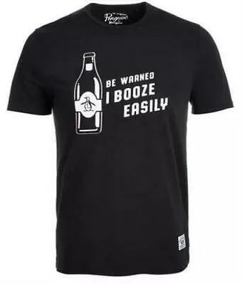 Original Penguin Mens T-Shirt Be Warned I Booze Easily, Size XL