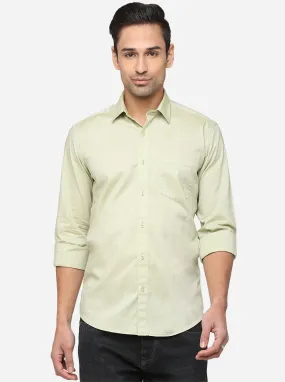 Pear Green Solid Slim Fit Casual Shirt | JadeBlue