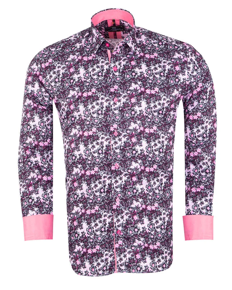 Pink Daisy Print Long Sleeve Shirt