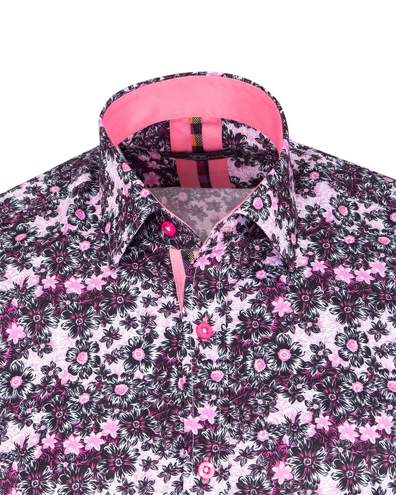 Pink Daisy Print Long Sleeve Shirt