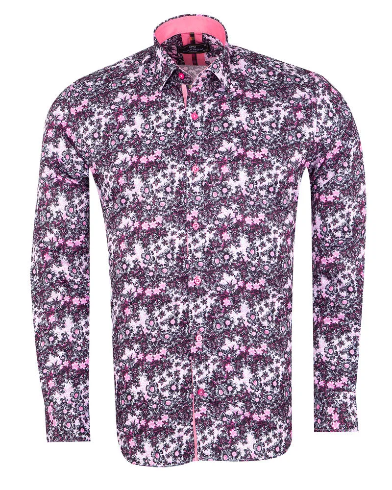 Pink Daisy Print Long Sleeve Shirt