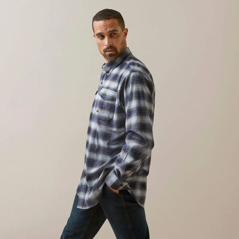 Rebar Flannel Dura Stretch Work Shirt - Blue Khaki