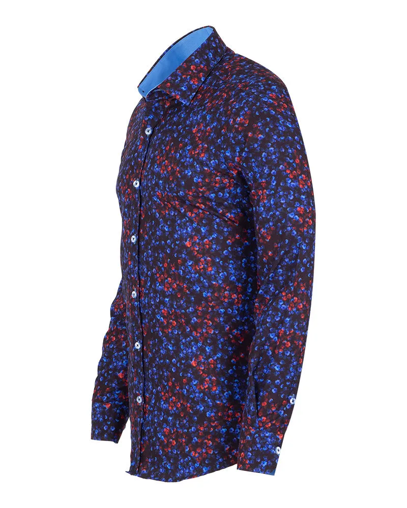 Red & Blue Poppy Print Men's Shirt