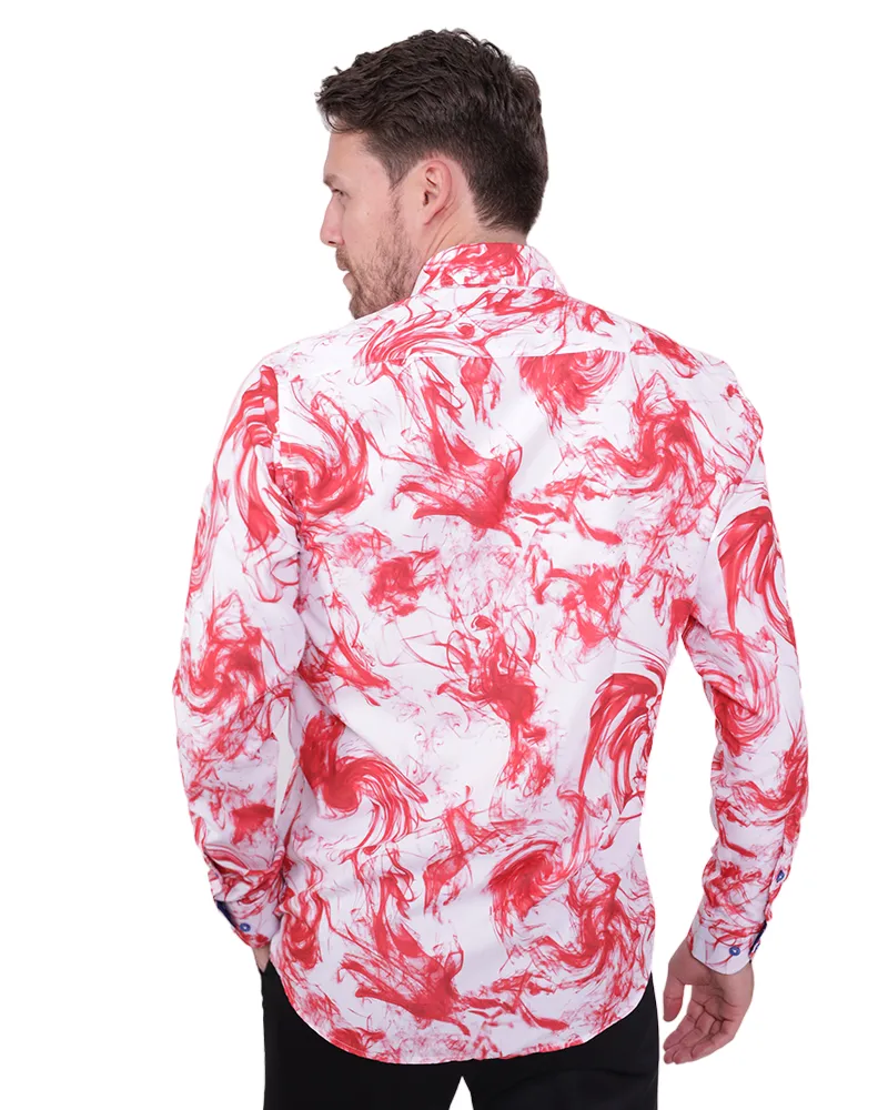 Red Smoke Print Men's Shirt